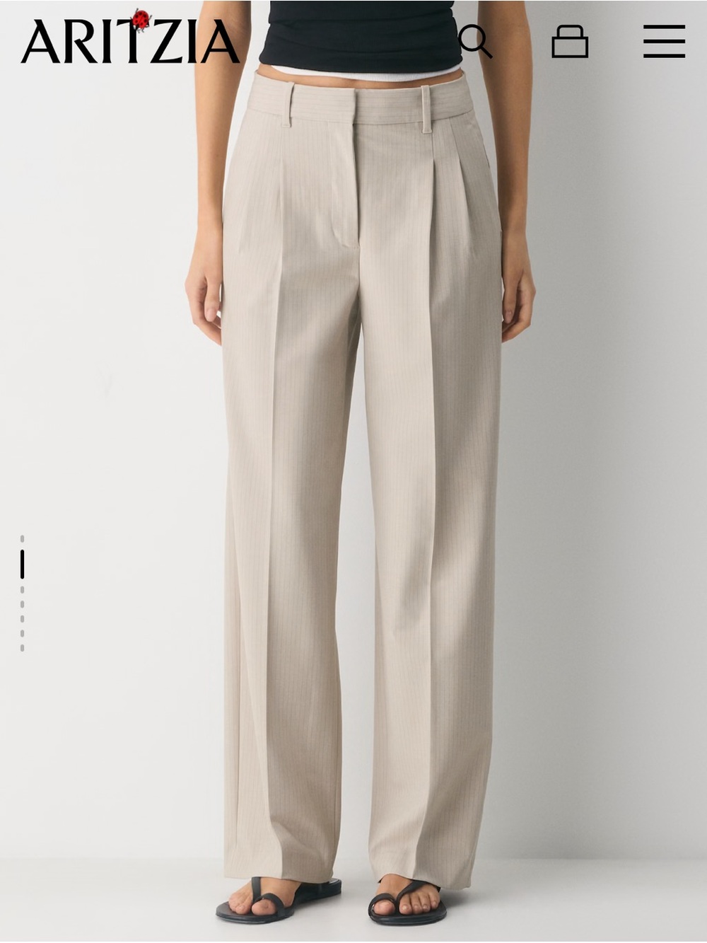Aritzia Wide-Leg High-Rise Trousers — Beige